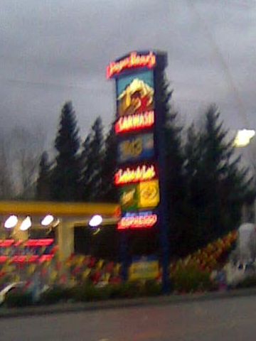 Papa Bear's Car Wash and Lube-A-Lot sign, Bothell