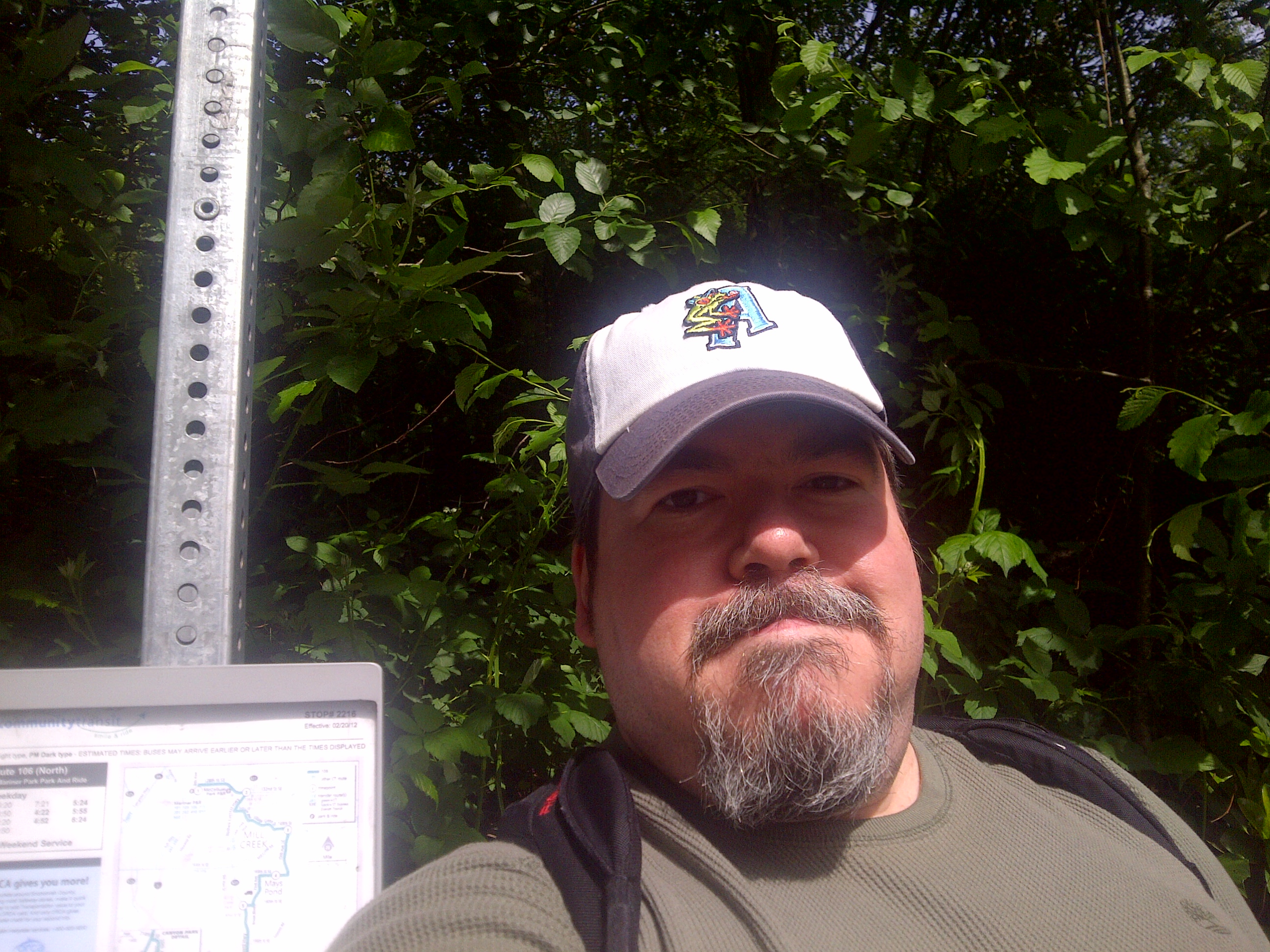 Selfie at bus stop in North Creek June 7, 2012