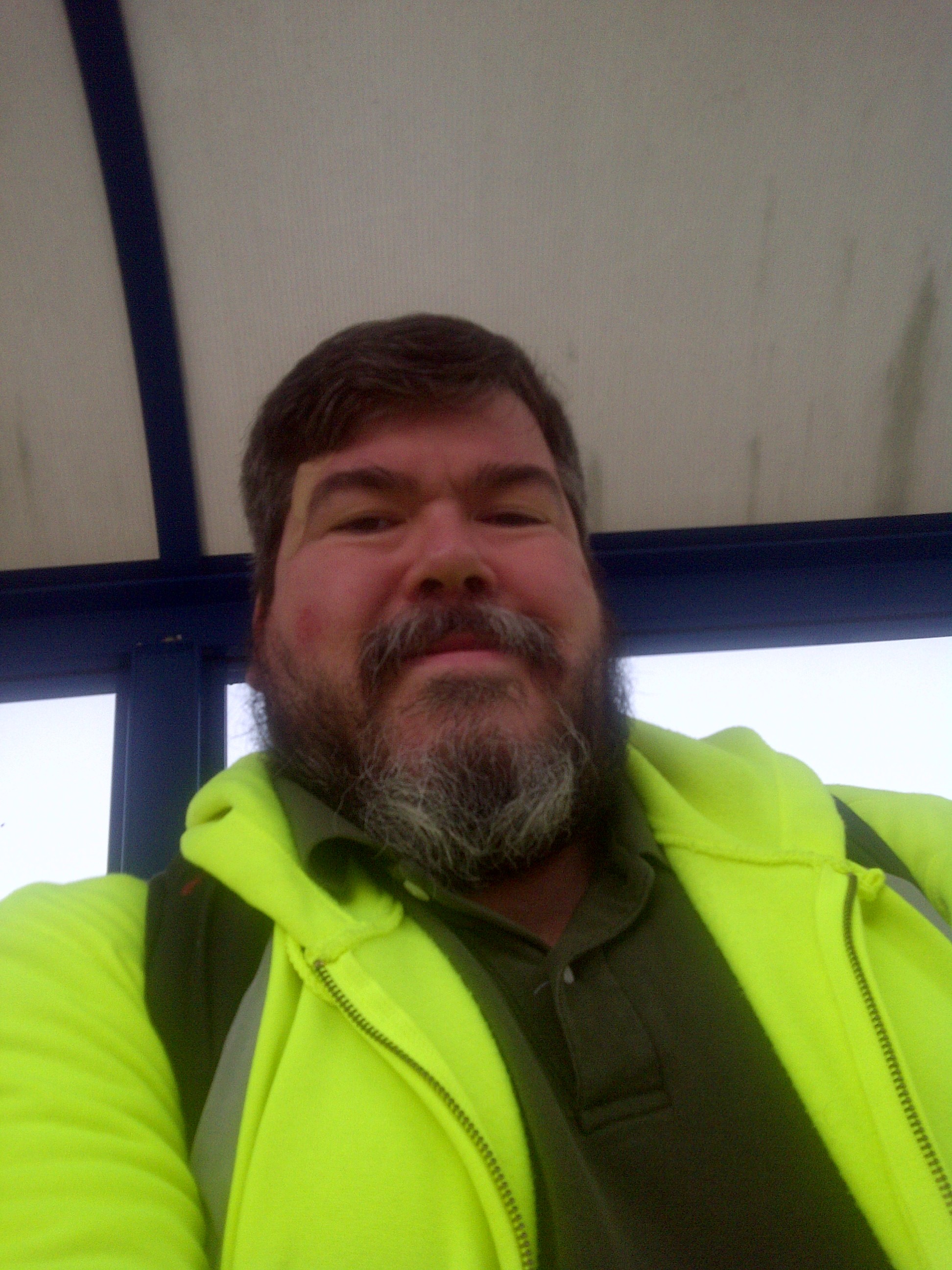Selfie at Mariner in yellow hoodie with Mayhem bandage on the eyebrow